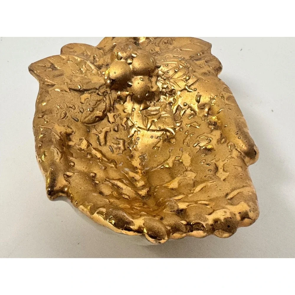 Vintage Weeping 22K Gold Hand Trinket Dish Catchall Mid‎ Century Decor